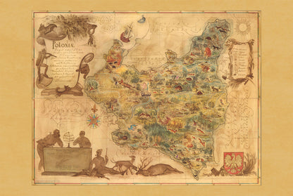 Poland Map 1938 Print - ‘Poloniae’ Pictorial Map by Tadeusz Lipski & Eliasz Kanarek | Vintage World’s Fair Wall Art