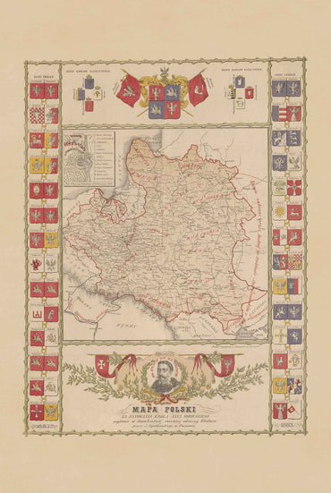 Poland Map Poster During the Reign of Jan III Sobieski - Vintage Wall Art