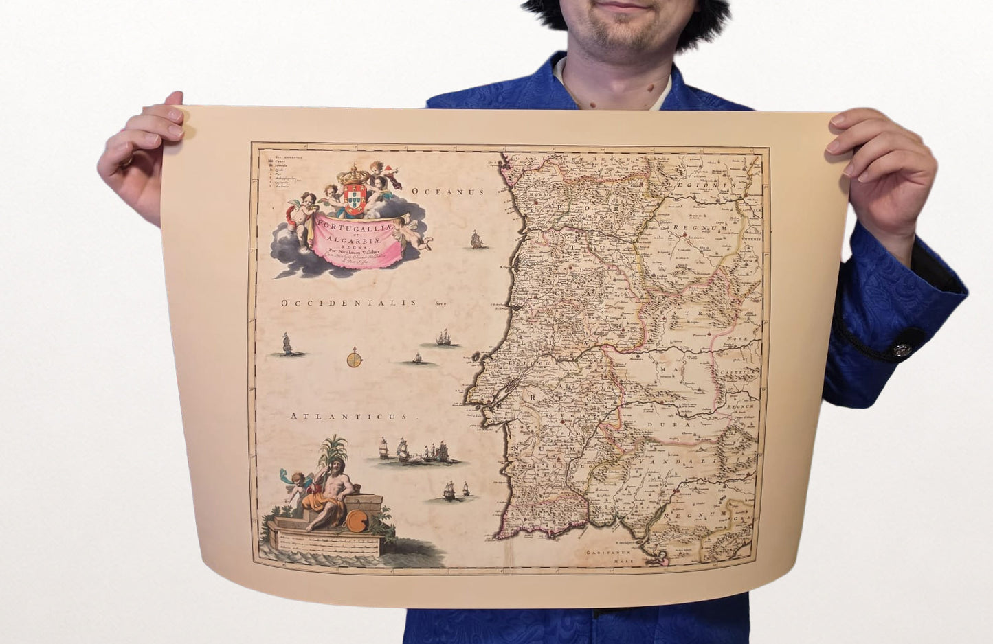 Portugal Karte Poster (1690) - Vintage Algarve Königreiche Wandkunst