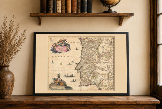 Plakat z Mapą Portugalii (1690) – Vintage Dekoracja Ścienna Królestwa Algarve