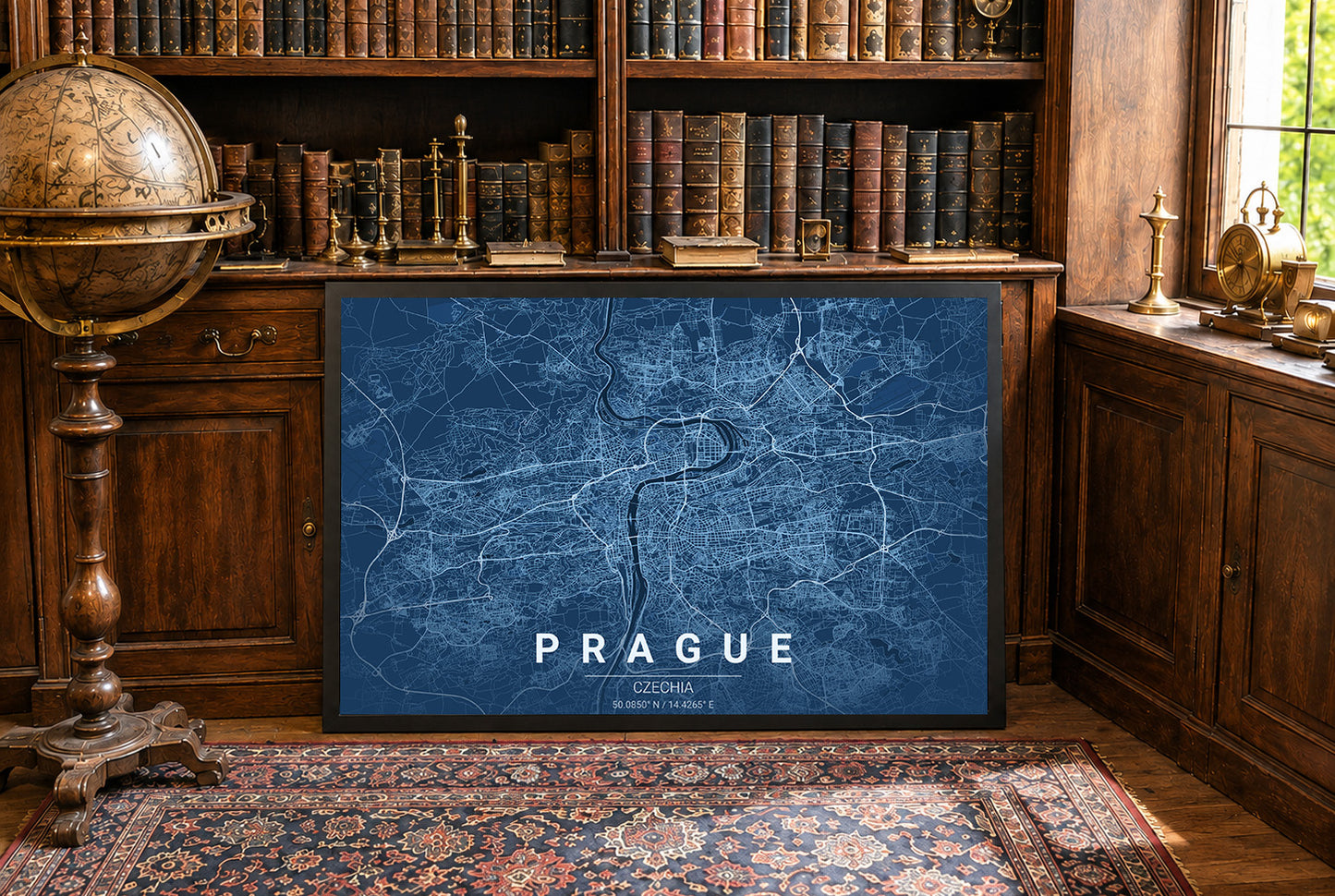 Prague Blueprint Map - Modern City Street Wall Art