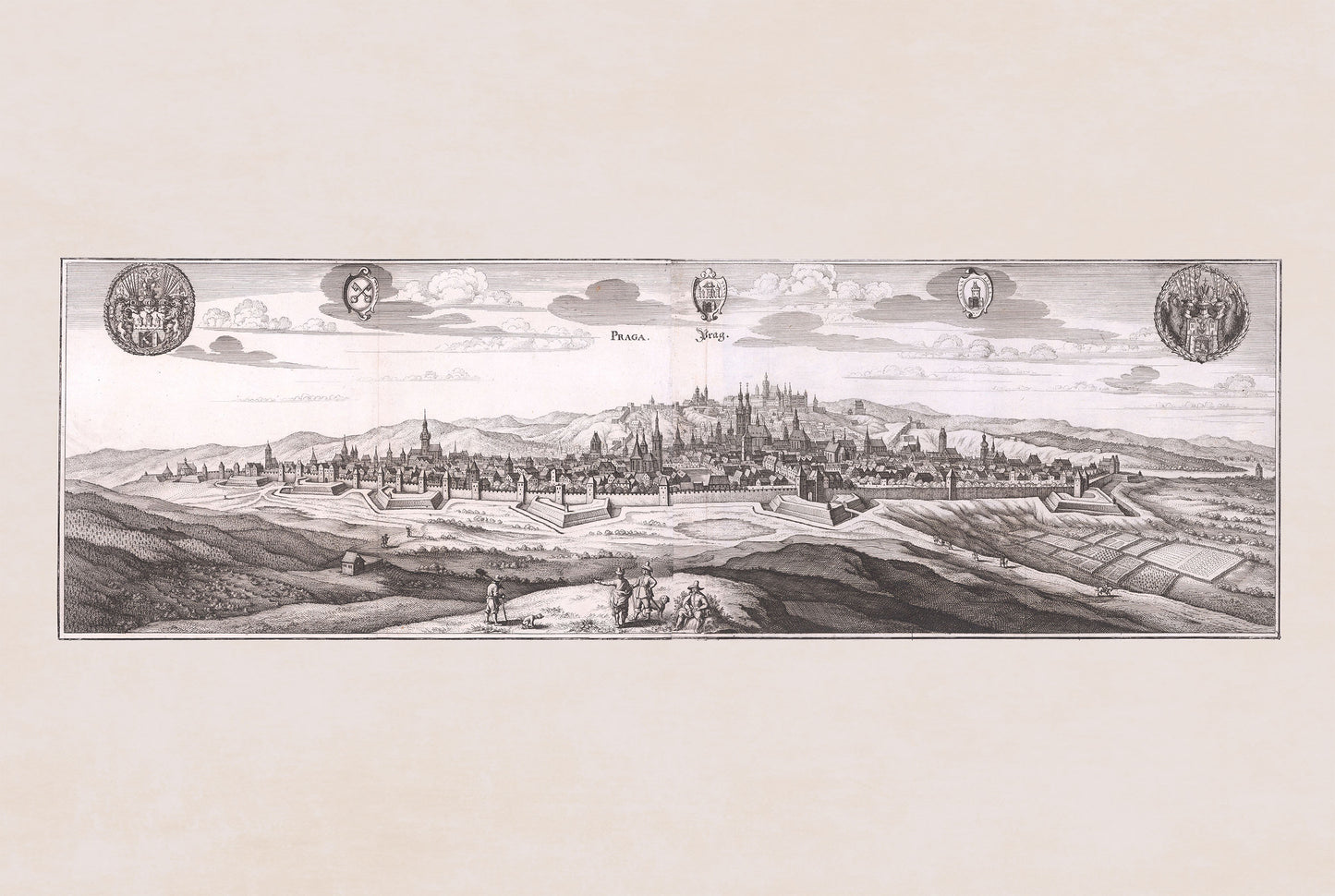 Prag Stadt Poster (1650) - Vintage Prag Gravur Wandkunst