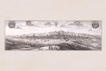 Plakat z Widokiem Pragi (1650) - Vintage Historyczna Rycina do Dekoracji Ściennej