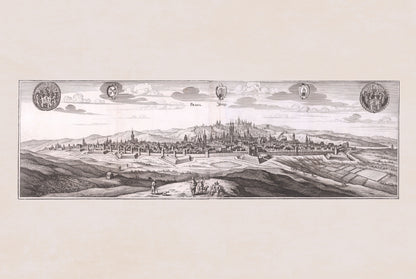 Prag Stadt Poster (1650) - Vintage Prag Gravur Wandkunst