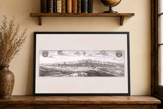 Plakat z Widokiem Pragi (1650) - Vintage Historyczna Rycina do Dekoracji Ściennej