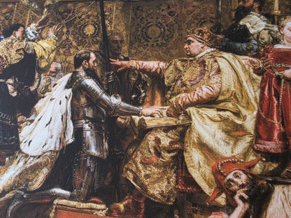 Hołd Pruski 1882 - Jan Matejko - Zygmunt Stary i Albrecht Hohenzollern - Historyczny Plakat z Obrazem