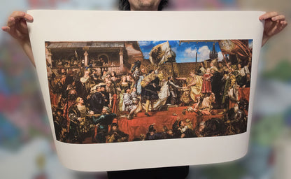 Hołd Pruski 1882 - Jan Matejko - Zygmunt Stary i Albrecht Hohenzollern - Historyczny Plakat z Obrazem