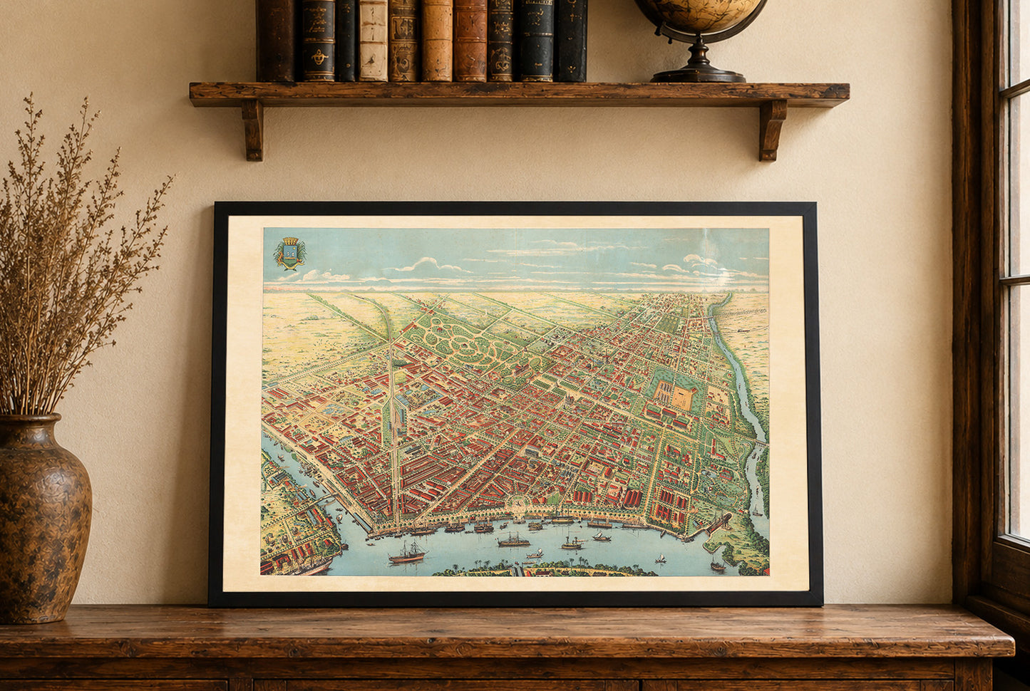 Saigon 1902 Map Poster - Panoramic View of Ho Chi Minh City with River, Boulevards and Port Activity