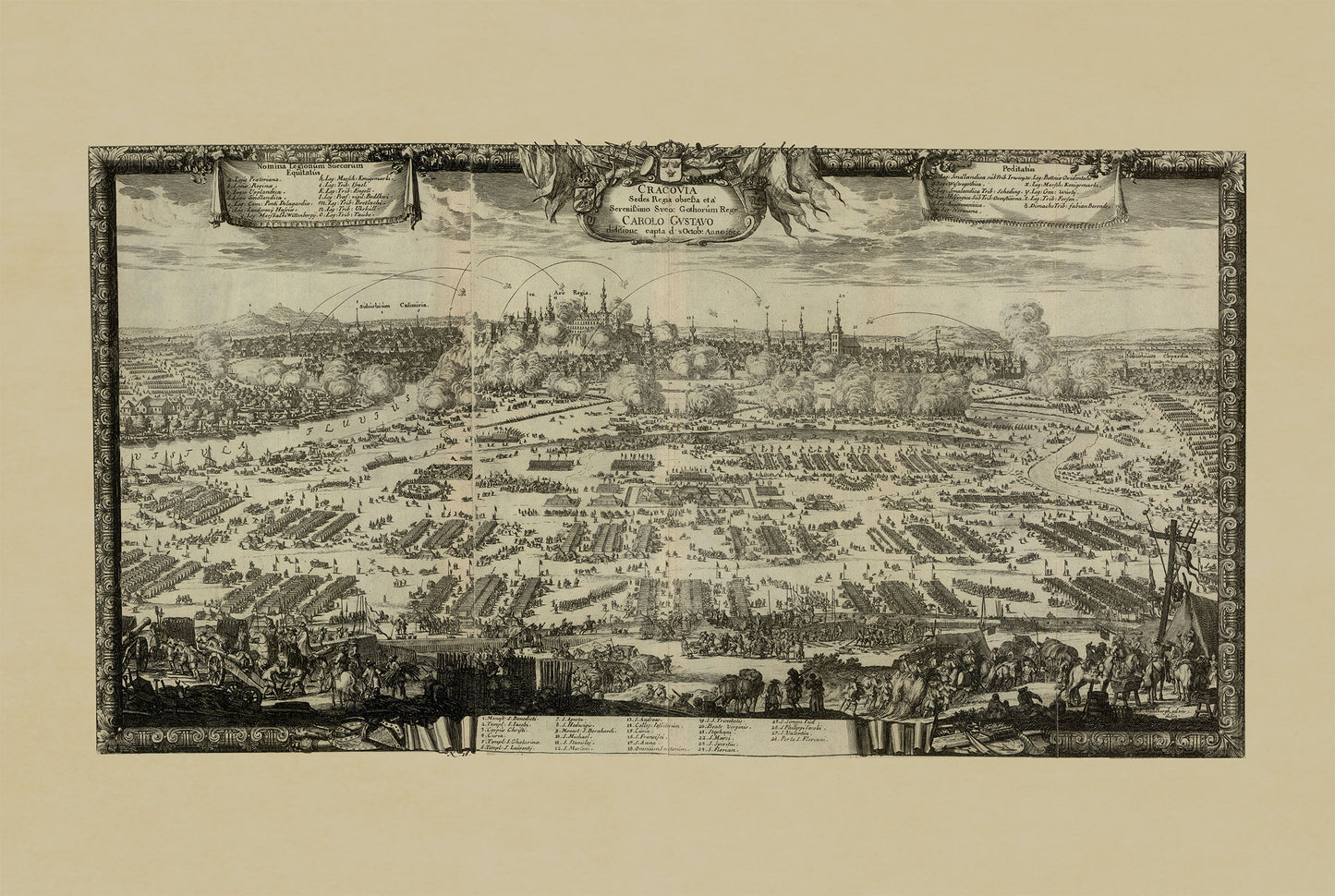 Plakat Oblężenie Krakowa (1655) - Panorama Potopu Szwedzkiego autorstwa Erika Dahlbergha