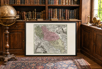 Historisches Kartenposter Schlesien – Ober- und Niederschlesien, Wandkunst aus dem 18. Jahrhundert