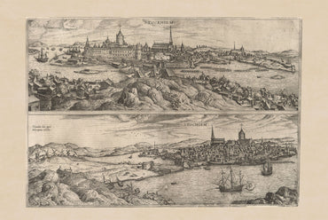 Sztokholm 1588 - druk mapy Braun i Hogenberg „Civitates Orbis Terrarum”
