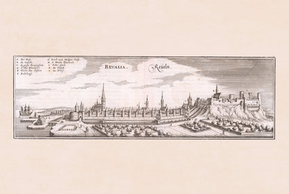 Tallinn Stadtkarte Poster (1652) - Vintage Reval Gravur Wandkunst