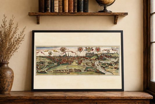 Vintage Krakow Map Wall Art - 1618 Cracovia Metropolis Engraving Print