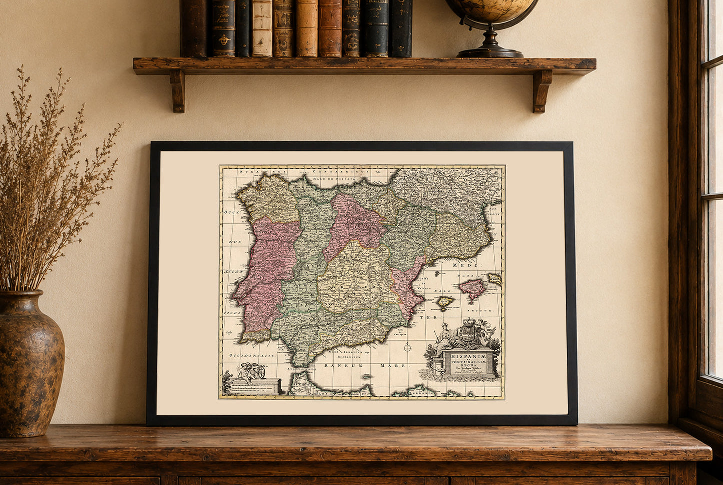 Vintage Karte von Iberien 1740 - Historische Wandkunst von Spanien und Portugal