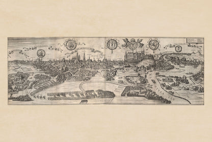 Vintage Krakow Map Wall Art - 1618 Cracovia Metropolis Engraving Print