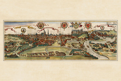 Vintage Krakow Map Wall Art - 1618 Cracovia Metropolis Engraving Print