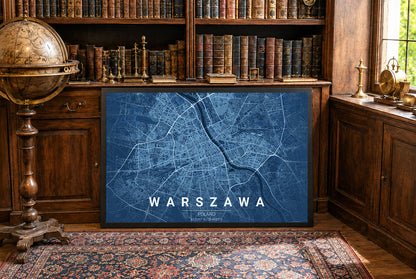 Warsaw Blueprint Map - Modern City Street Wall Art