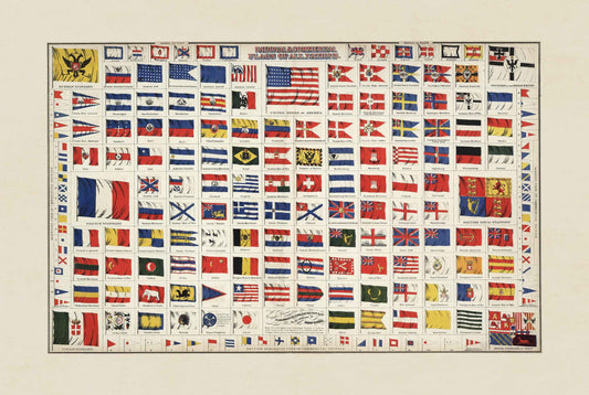 World Flags Poster (1874) – Vintage National & Maritime Flags Wall Art