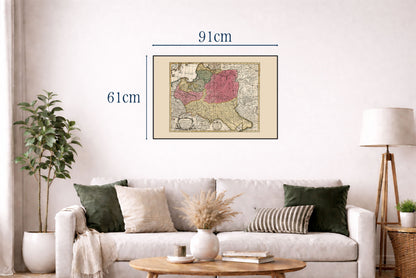 Vintage Polish-Lithuanian Commonwealth Map 1740