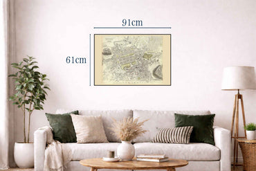 Antique Style 1834 Edinburgh Map - Fine Art Print Showing Detailed City Plan - Strategy Maps