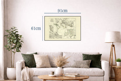 1854 Spanish & Portuguese Colonial Empire Map - Vintage Historical Atlas Print