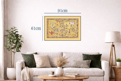 A World of Stamps Map Poster (1947) - Vintage Philately & Postal History Wall Art