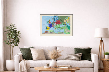 Europe in 1644 Map Poster - Thirty Years' War