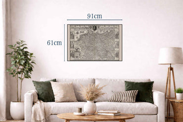 Vintage Germany Map 1630 - Decorative Print with Cities and Historical Clothing Details - Strategy Maps
