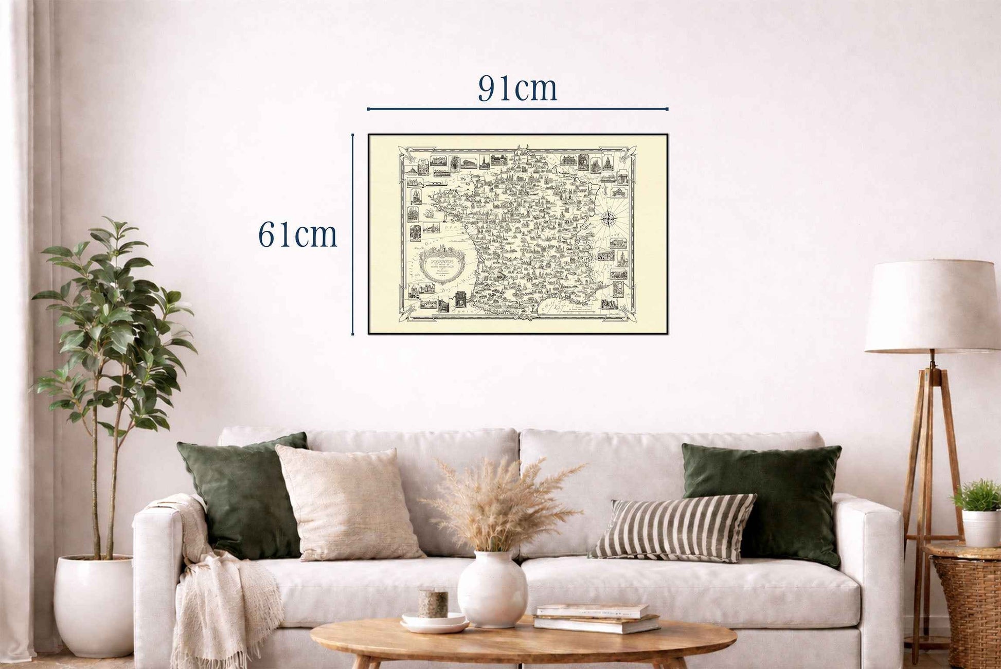 France Pictorial Map Poster (1935) - Vintage French Landmarks Wall Art