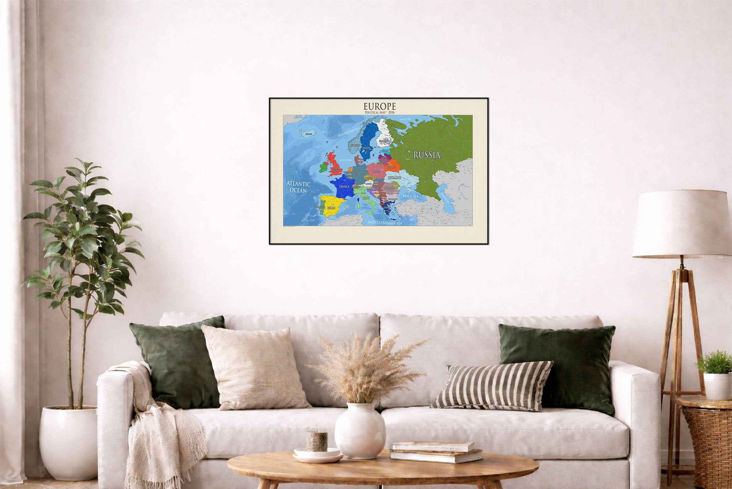 Modern Europe Political Map Poster - Detailed Countries & Capitals Wall Art