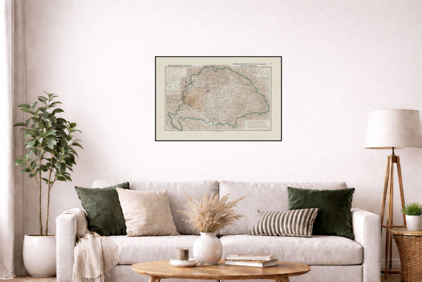 Vintage Map of Hungary Poster - Hungary & Trianon Borders, Historical Europe Map, 1920