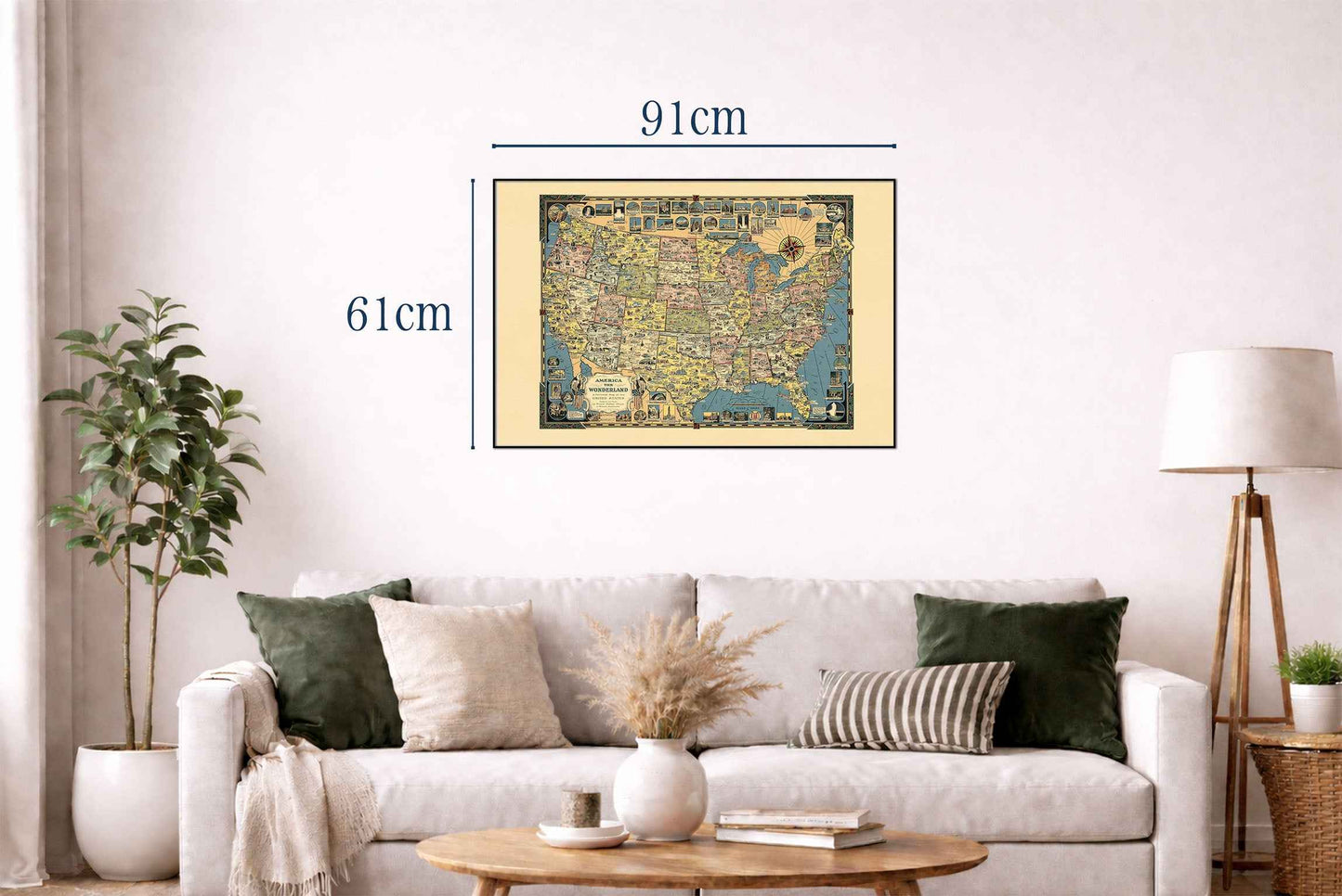 America the Wonderland Map Poster (1941) - Vintage USA Pictorial Wall Art