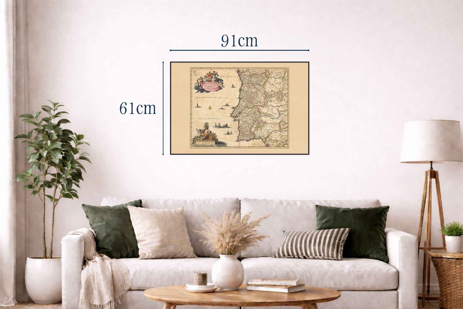 Portugal Map Poster (1690) - Vintage Algarve Kingdoms Wall Art