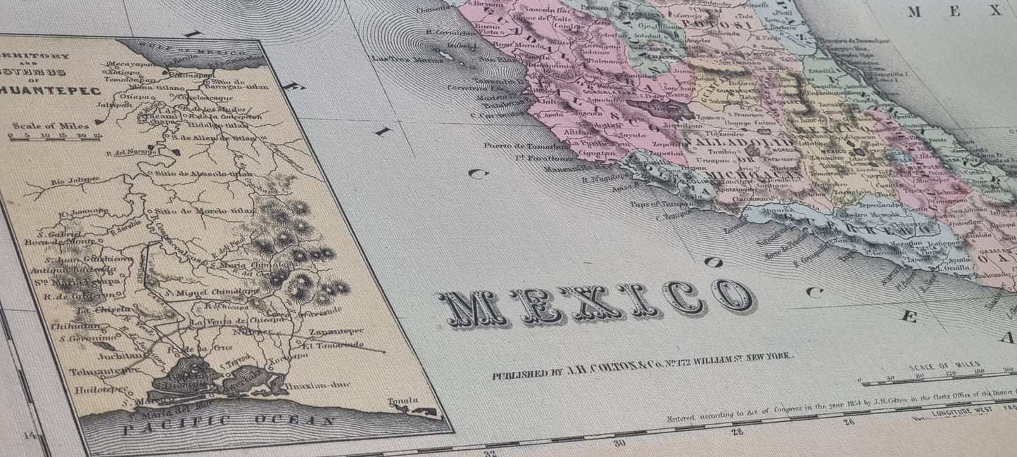 1856 Mexico Cartography Print - Vintage Map with State Boundaries and Regional Detail