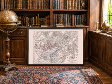 1815 Battle of Waterloo Cartography Print - Historic Military Plan with Army Formations