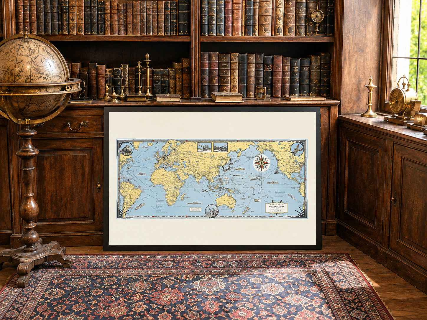 Total War Battle Map Poster (1942) – Vintage WWII Propaganda Wall Art