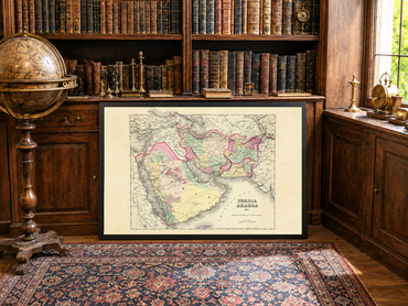 1856 Persia Arabia Map Poster - Hand-Colored Regions Including Iran, Arabia and Afghanistan