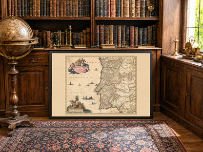 Portugal Karte Poster (1690) - Vintage Algarve Königreiche Wandkunst